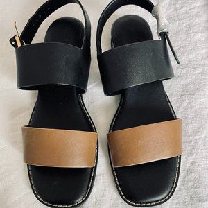 EUC - Aerosoles Yumi Women's Wedge Sandal In Black Leather Sz 9.5 comes with box